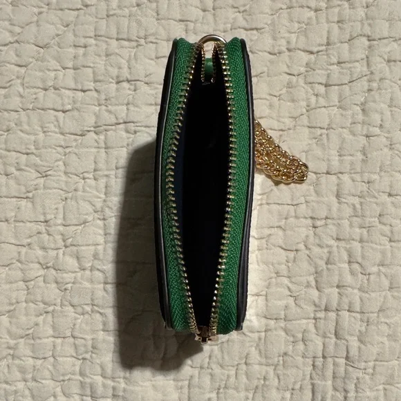 Coach Green Floral Zip Card Case